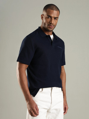 TOMMY HILFIGER Solid Men Polo Neck Blue T-Shirt