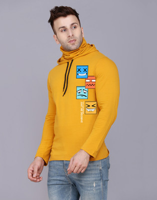Cryptic Printed Men Hooded Neck Yellow T-Shirt