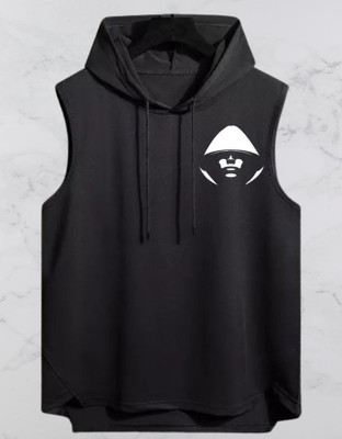 Mundali Printed Men Hooded Neck Black T-Shirt