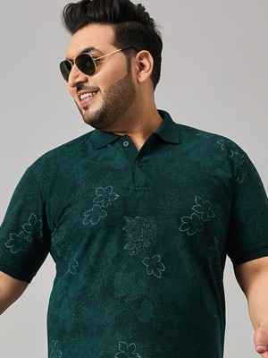 MXN Printed Men Polo Neck Dark Green T-Shirt