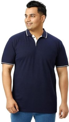 WEAR YOUR OPINION Solid Men Polo Neck Navy Blue T-Shirt