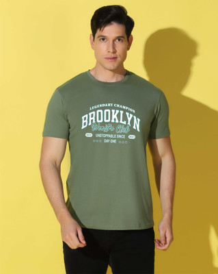 WOOSTRO Typography Men Round Neck Light Green T-Shirt