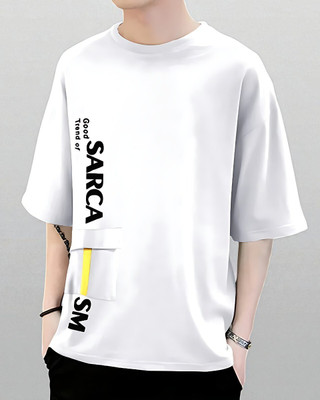 FASHIUM Printed Men Round Neck White T-Shirt