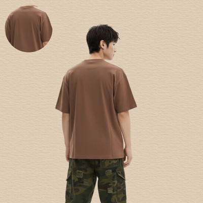 ml fashion Printed Men Crew Neck Brown T-Shirt