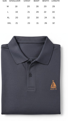 ANERI TREND Self Design, Embroidered Men Polo Neck Grey T-Shirt