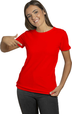 Feel Good Dorex Solid Women Round Neck Red T-Shirt