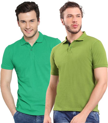YUALIN CREATION Solid Men Polo Neck Multicolor T-Shirt