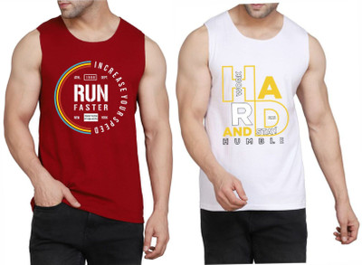 WOOSTRO Graphic Print Men Scoop Neck Maroon, White T-Shirt