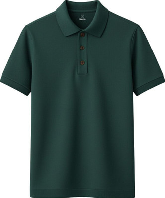 HypeDrip Solid Men Polo Neck Dark Green T-Shirt