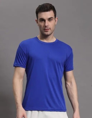 SL KARTIK CREATION Solid Men Round Neck Dark Blue T-Shirt