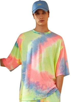 Leriya Fashion Tie & Dye Men Round Neck Multicolor T-Shirt