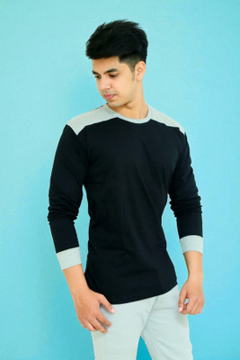 FARICON Solid Men Round Neck Black T-Shirt
