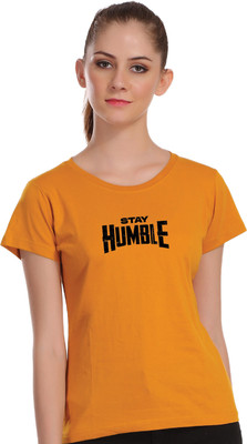 APEX Typography Women Round Neck Yellow T-Shirt