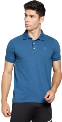 HUMMEL Printed Men Polo Neck Navy Blue T-Shirt