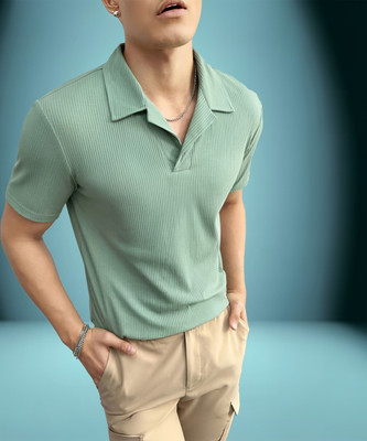 Madfrog Solid Men Polo Neck Green T-Shirt