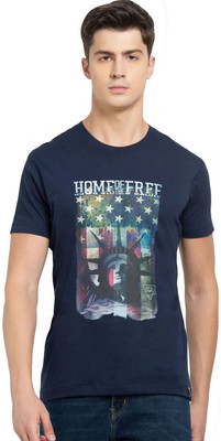 JOCKEY Printed Men Round Neck Blue T-Shirt