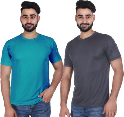 C P FASHION Solid Men Round Neck Multicolor T-Shirt