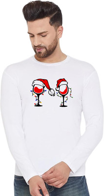 LV CARE Printed Men Round Neck White T-Shirt