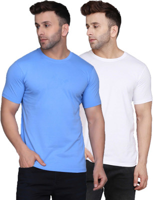SLOWLORIS Solid Men Round Neck Multicolor T-Shirt