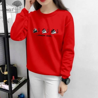 ISTA FASHION Printed Women Round Neck Red T-Shirt