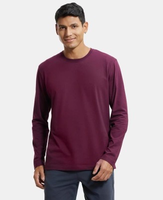 JOCKEY Solid Men Round Neck Purple T-Shirt