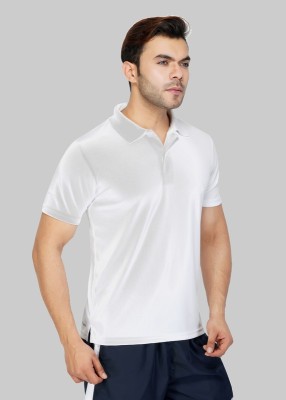 VECTOR X Solid Men Polo Neck White, Grey T-Shirt