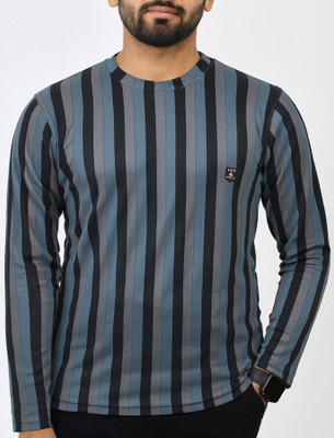 AVOLT Striped Men Round Neck Multicolor T-Shirt