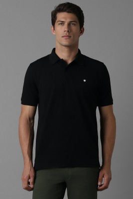 LOUIS PHILIPPE Solid Men Polo Neck Black T-Shirt