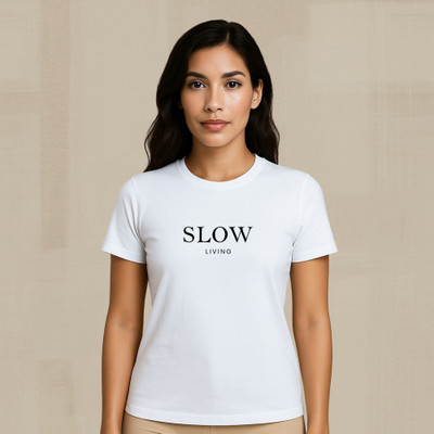 Rimore Clothing Printed Women Round Neck White T-Shirt