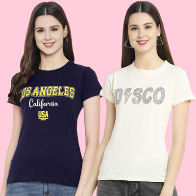 METRONAUT Printed Women Round Neck Multicolor T-Shirt