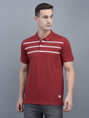 COBB ITALY Striped Men Polo Neck Red T-Shirt