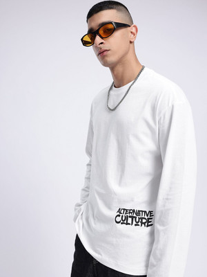 Glitchez Printed Men Round Neck White T-Shirt