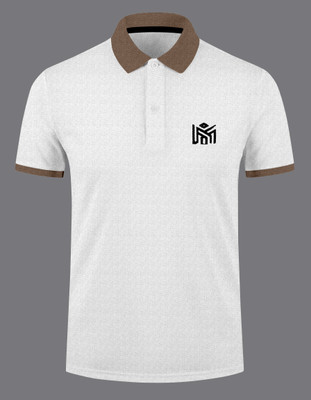 LIMDILEVEN Self Design Men Polo Neck White T-Shirt