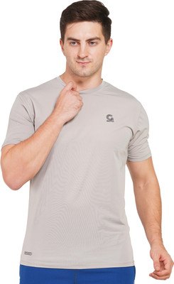 Goto Sports Solid Men Round Neck Silver T-Shirt