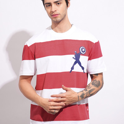 BEING HUMAN Colorblock Men Round Neck Red T-Shirt
