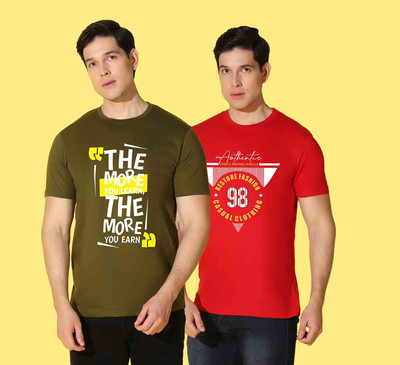 WOOSTRO Graphic Print Men Round Neck Multicolor T-Shirt