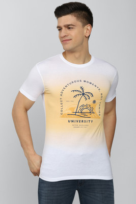 PETER ENGLAND Graphic Print Men Round Neck White T-Shirt