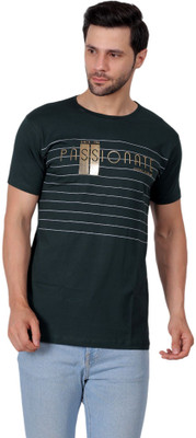 ZULX Printed Men Round Neck Dark Green T-Shirt