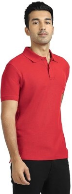 Doyal Collections Self Design Men Polo Neck Red T-Shirt