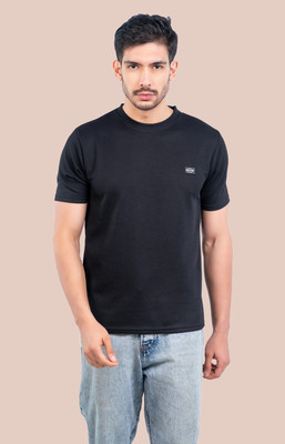 Fashion Territory Solid Men Round Neck Black T-Shirt