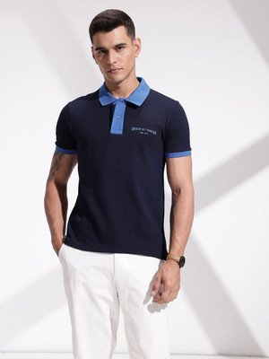 INVICTUS Solid Men Polo Neck Blue T-Shirt