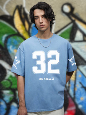 Cool Plus Printed Men Round Neck Light Blue T-Shirt
