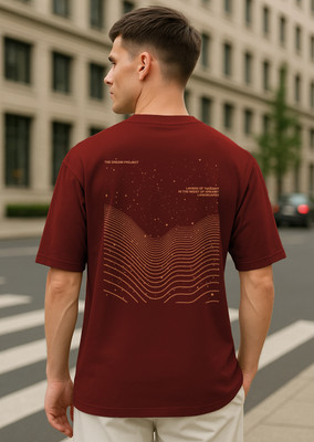 NOBERO Printed Men Crew Neck Maroon T-Shirt