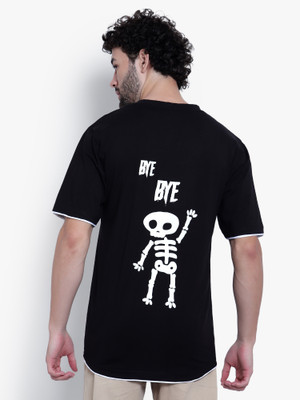 ZOLDEM Printed, Typography Men Round Neck Black T-Shirt