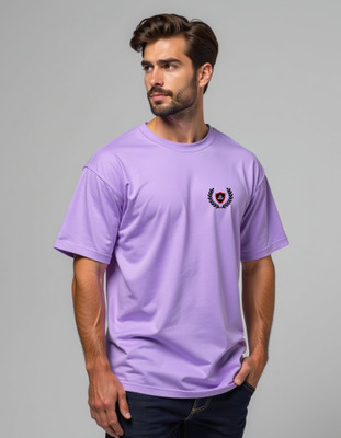 EZCLOTHING Graphic Print Men Round Neck Purple T-Shirt
