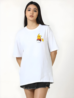 Kaido Graphic Print Women Round Neck White T-Shirt