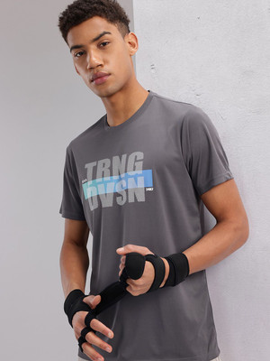 HRX by Hrithik Roshan Printed Men Round Neck Grey T-Shirt