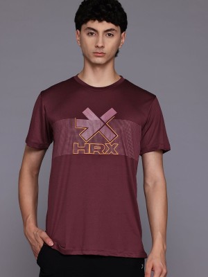 HRX by Hrithik Roshan Printed Men Round Neck Maroon T-Shirt