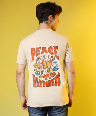 CAMPUS SUTRA Printed, Typography Men Round Neck Yellow T-Shirt