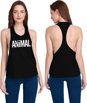 THE BLAZZE Printed Women Scoop Neck Black T-Shirt